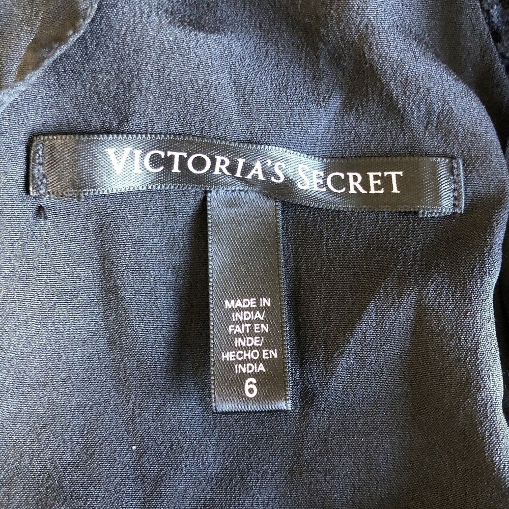 Victorias Secret Womens Lace Embroided Sheer Maxi Dress Size 6 Black Tribal Boho - Picture 10 of 12